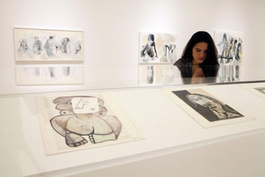 Artworks by US artist Richard Prince are on display in the exhibition 'Prince/Picasso' at the Picasso Museum in Malaga, Spain, 27 February 2012. The exhibition of previously unseen works by US artist Richard Prince is held at the museum from 27 February until 27 May.  