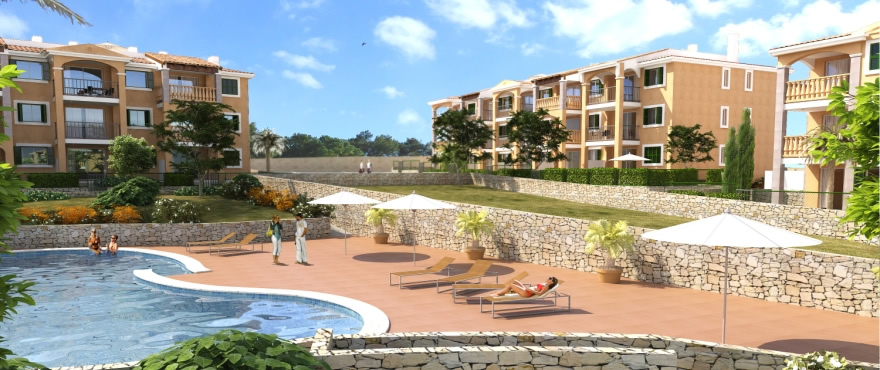 Residencial Cala Magrana, is a new residential complex developed by Taylor Wimpey just 600 m from Cala Anguila beach. The Cala Magrana III residential complex is situated close to the sea and very close to golf courses and the marina of Porto Cristo. It consists of 2 bedroom apartments in a Mallorcan design surrounding a communal garden with a swimming pool.