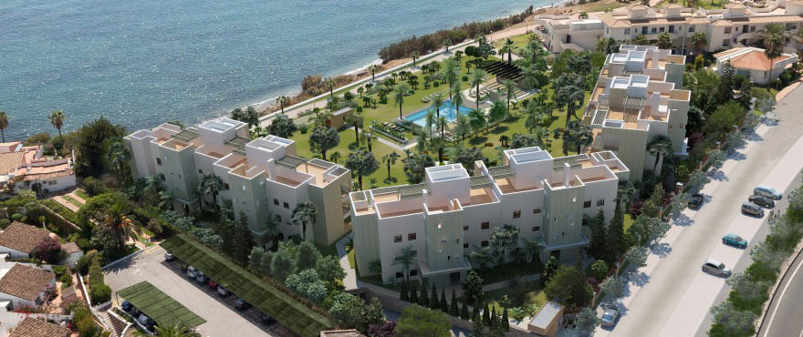 Apartments for sale at Estepona: 2 and 3 bedrooms and 2 baths at La Galera Beach, quality at the best price. Pool, gardens, parking and storerooms.