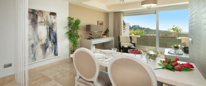 Avalon apartments for sale in Costa del Sol: Bright living room with garden views and terrace
