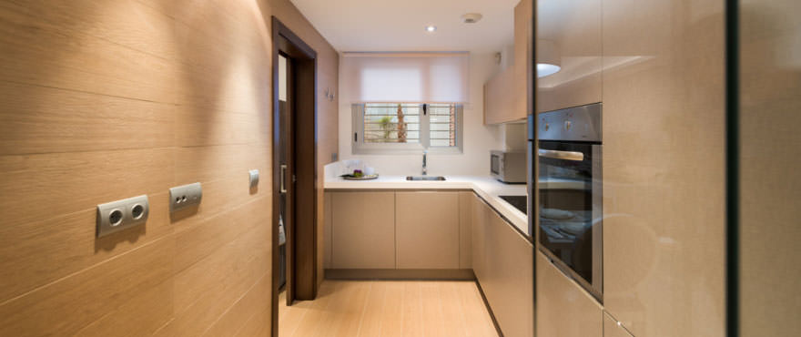 Avalon apartments for sale in Costa del Sol: Kitchen open towards terrace and living room