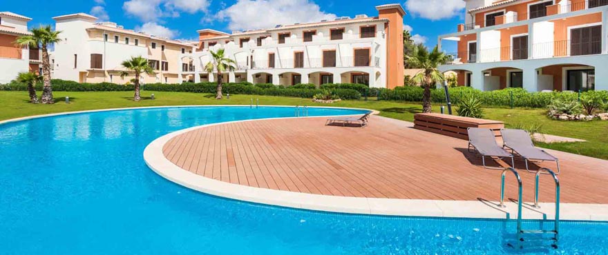 Communal swimming pool and garden in Camp de Mar Beach complex, Mallorca