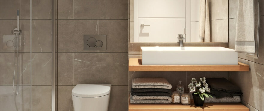 Full bathroom at the new apartments for sale
