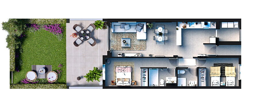 Senses Cala Anguila, Plan 2-bed apartment groundfloor