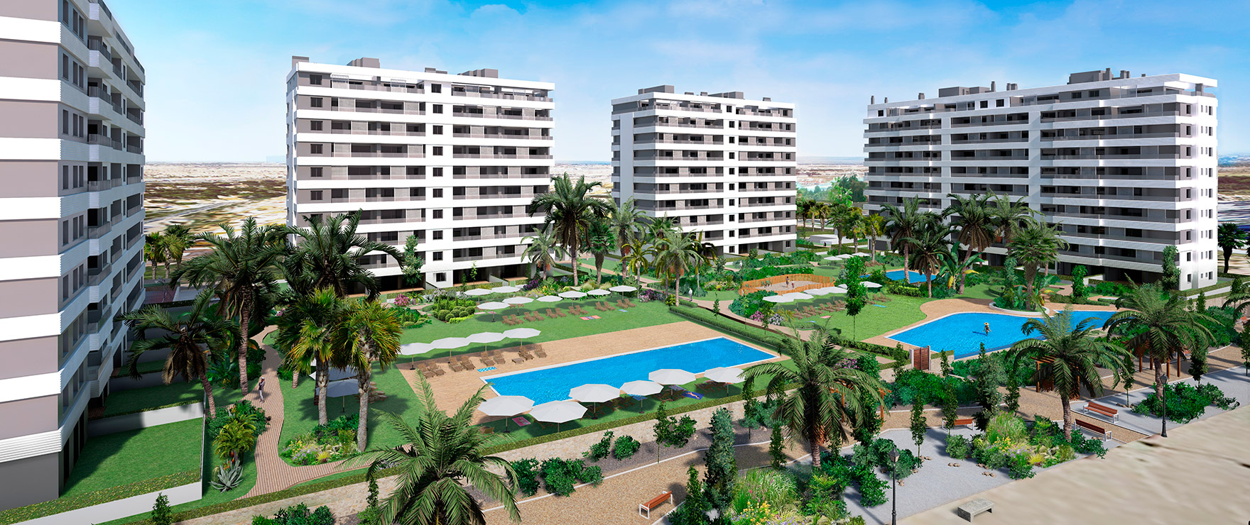 Panorama Mar is een nieuw residentieel complex in Punta Prima, met een exclusief uitzicht op zee. De appartementen hebben 2 en 3 slaapkamers met 2 badkamers en gemeenschappelijke zones die