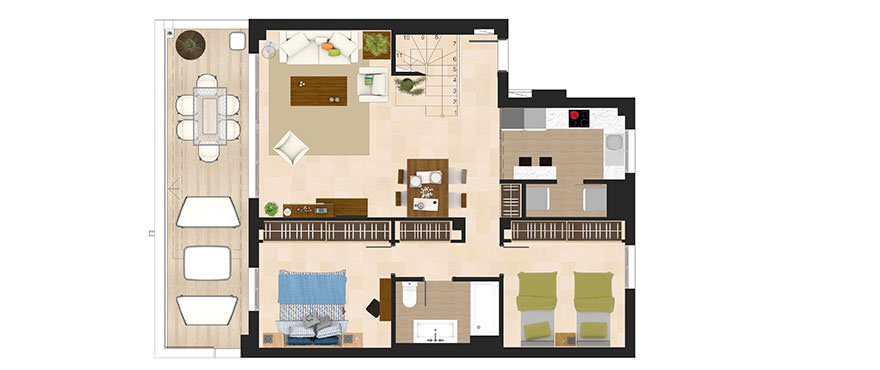 Miraval, La Cala Golf Resort, Mijas: Floor plan, 3 bedroom apartments