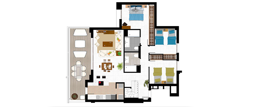 Plan 3 bedroom with solarium