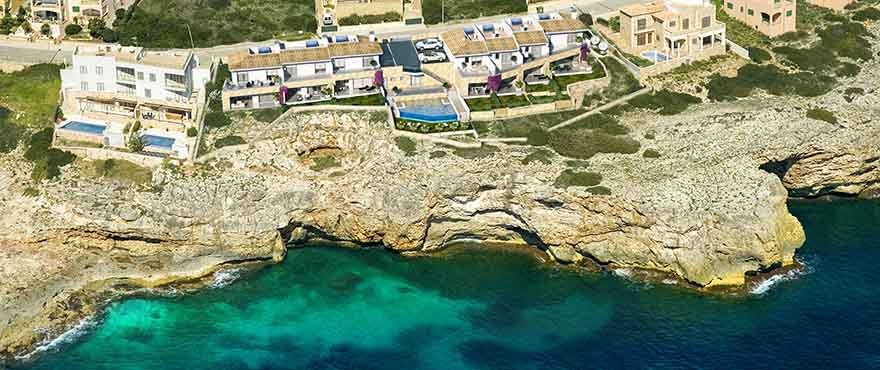 Aerial view of Cala Magrana Mar complex next to the sea