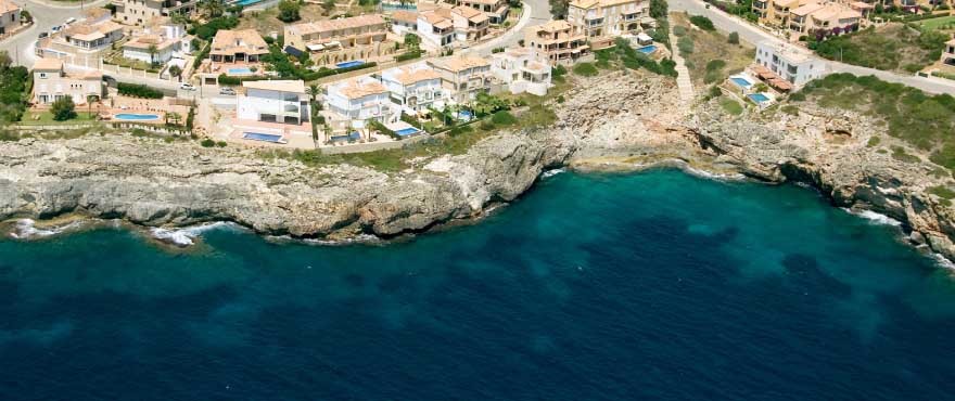 Aerial view of Cala Magrana III complex next to the sea