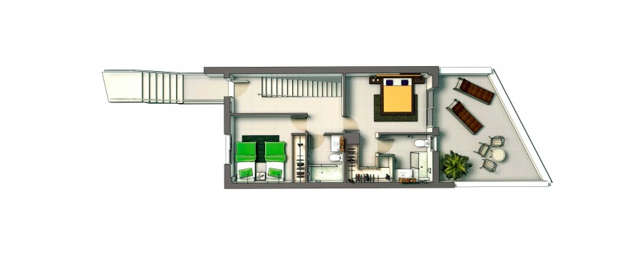 Floor plan with 2 bedrooms and 2 bathrooms