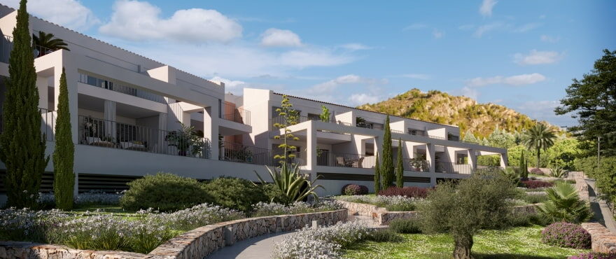 Canyamel Pins, nya lägenheter med gemensam trädgård till salu i Mallorca