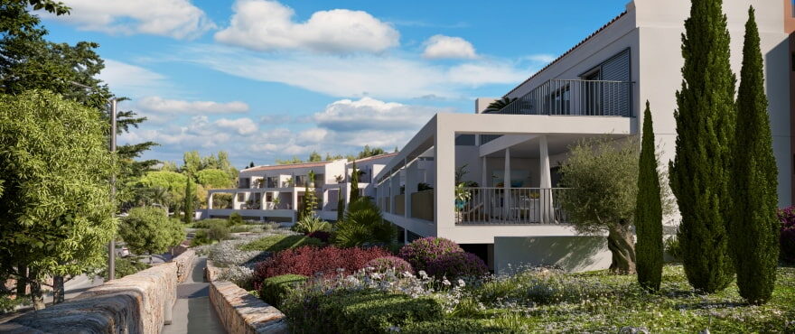 Canyamel Pins, nya lägenheter med gemensam trädgård till salu i Mallorca