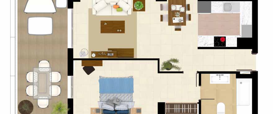 Plan 1 bedroom - Acqua apartments