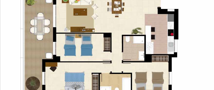 Plan 3 bedrooms, Acqua