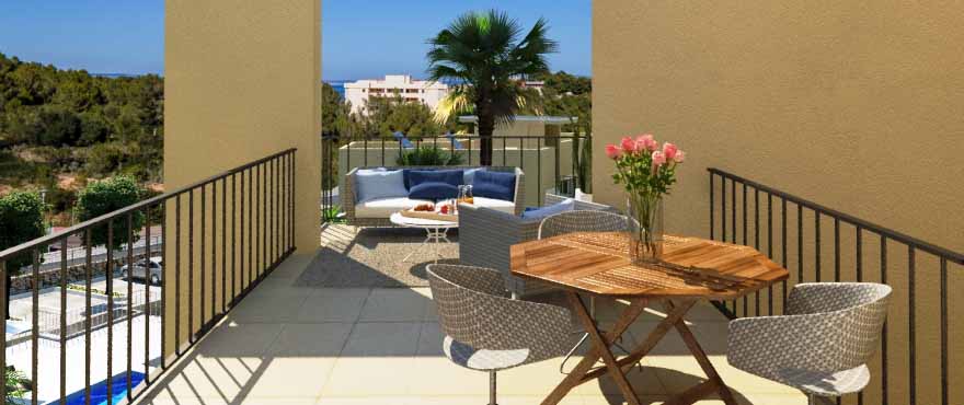 Cala Vinyes Hills private terrace, new apartments for sale, Taylor Wimpey