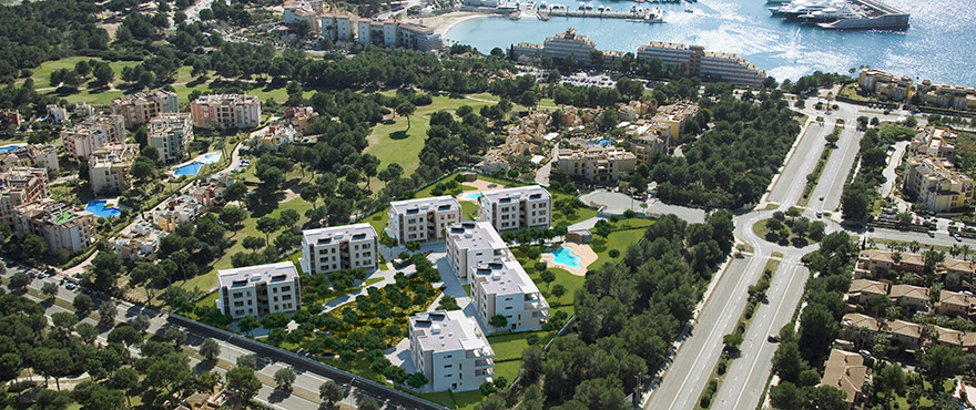 Aerial view Serenity, apartments for sale Nova Santa Ponsa, Calvia, Mallorca