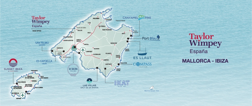 Map New properties for sale Mallorca-Ibiza
