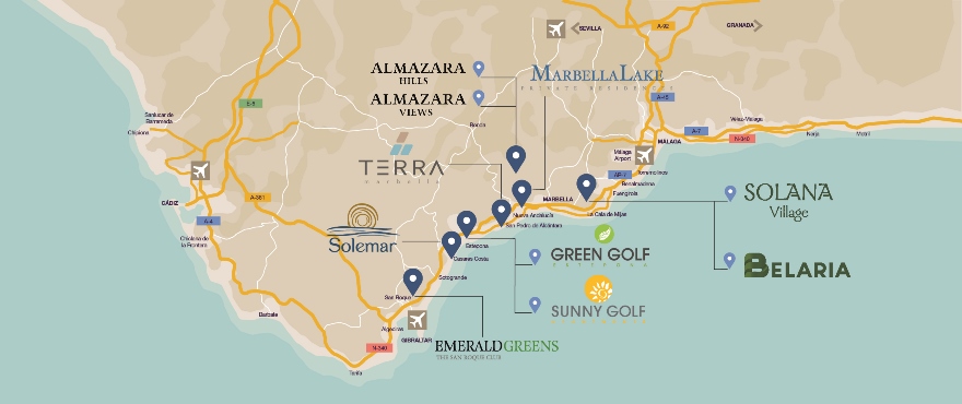 Mapa Nuevas viviendas en venta en Costa del Sol