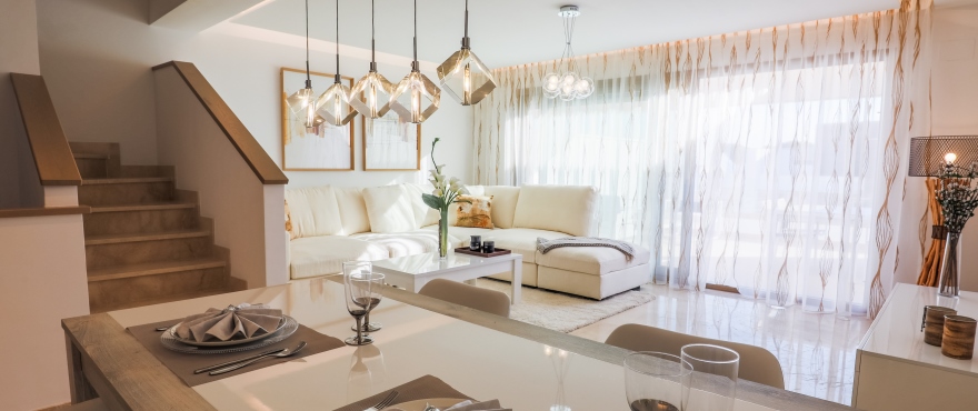 Luminous and inviting living room at Horizon Golf, New townhouses for sale
