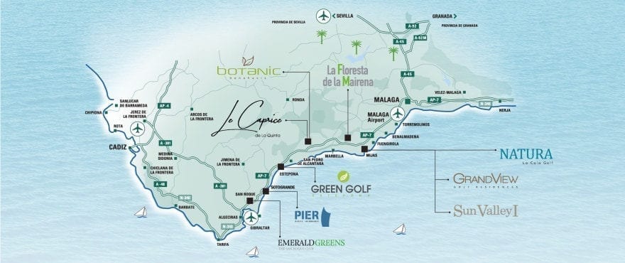 Map New properties for sale Costa del Sol