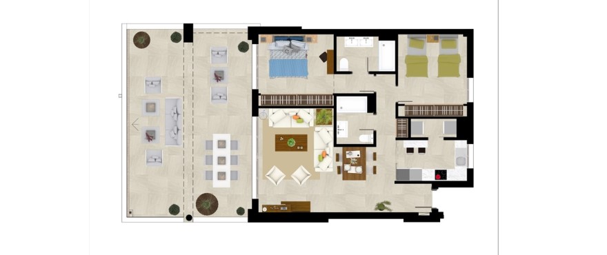 Grand view, plan 2 bedroom apartment