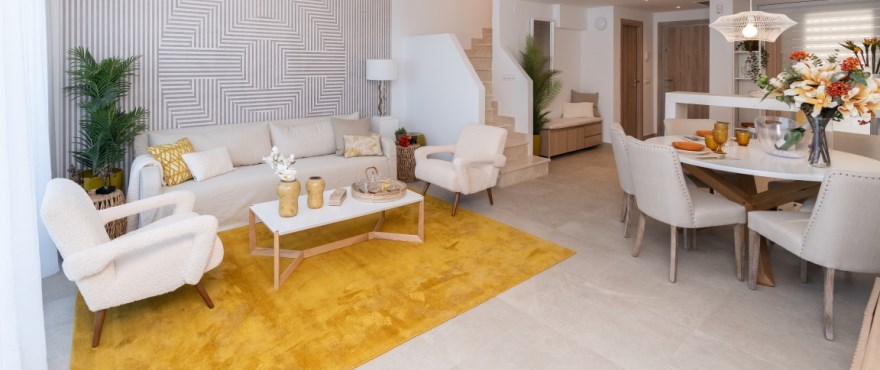 Green Golf, bright living room at the new homes for sale at Estepona Golf. South or southwest facing