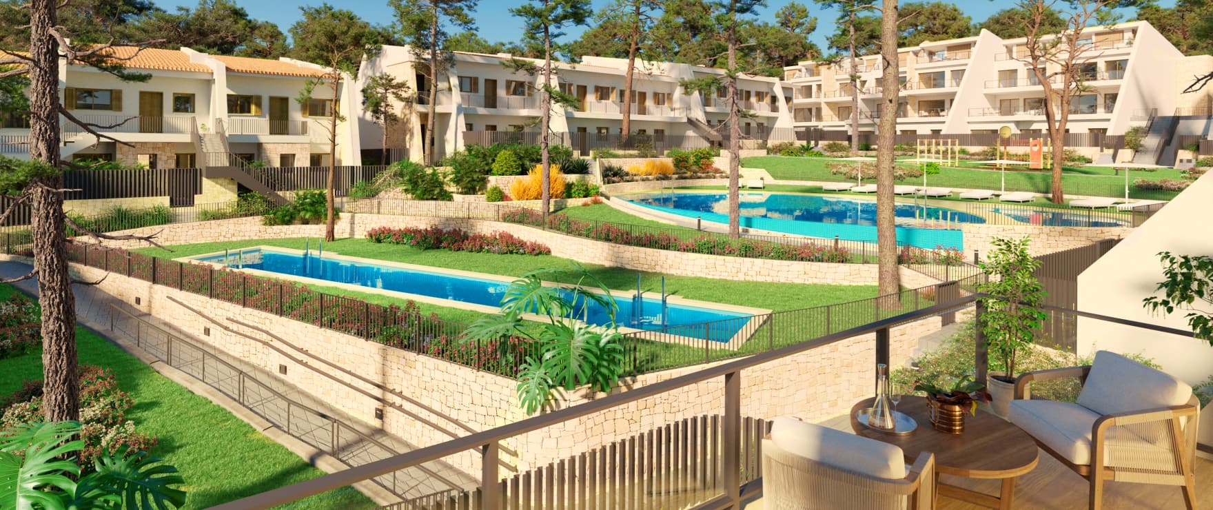 Grande terrasse dans la nouvelle résidence Aqua à Moraira. Grande terrasse dans la nouvelle résidence Aqua à Moraira.