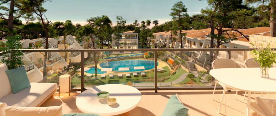 Large terrace of the new residential Aqua in Moraira