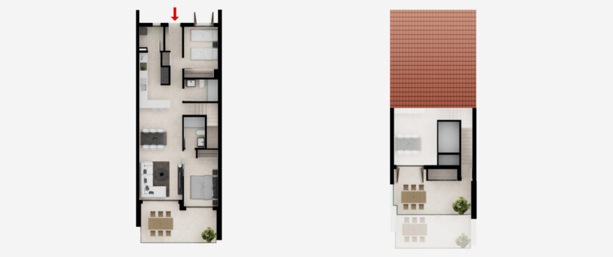 Plan of the new 2-bed apartment Aqua. First floor,