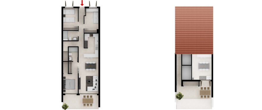 Plan of the new 3-bed apartment Aqua. First floor,