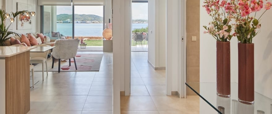 Spacious living-dining room and open plan kitchen at Sunset Ibiza
