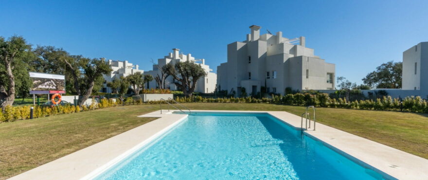 Communal pool and garden at Emerald Greens, San Roque Club