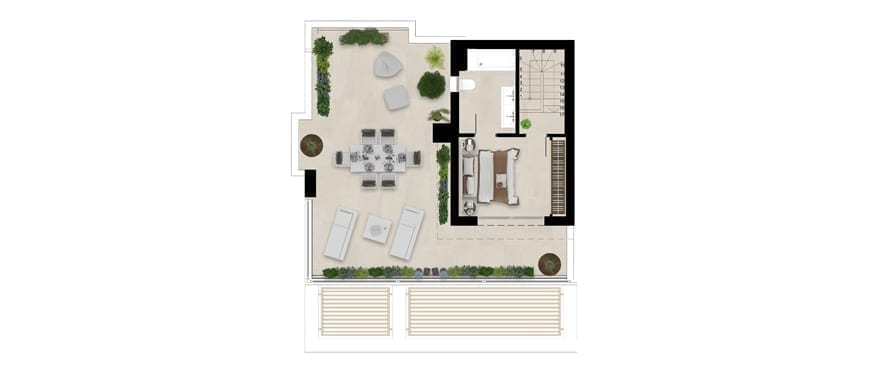 Planritning för takvåningslägenhet med solarium, 3 sovrum, Emerald Greens