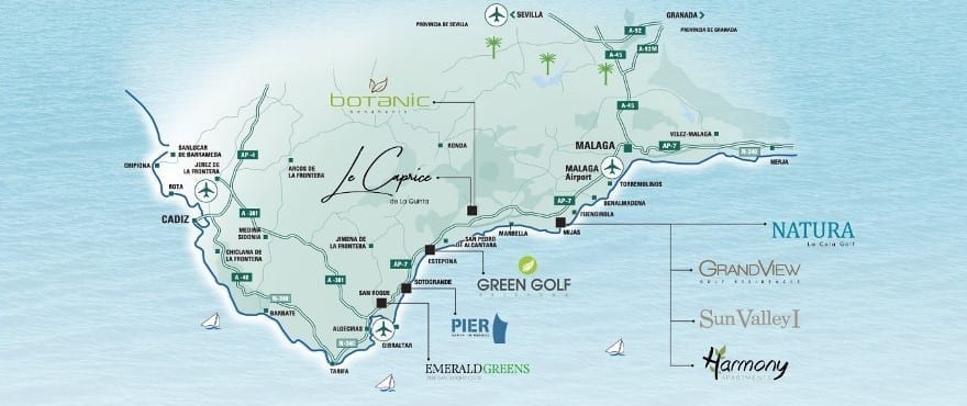 Map New properties for sale Costa del Sol