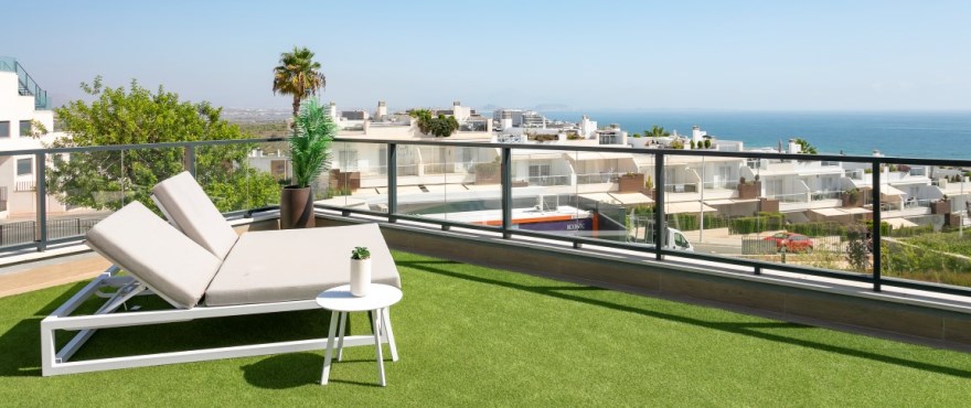 Apartments with large terraces and sea views, and with underground parking and storerooms.