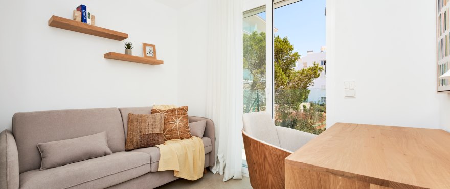 Bright bedroom in the new Compass apartments