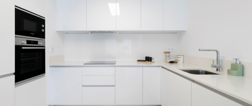 Modern kitchen at the new apartments for sale at Iconic, Gran Alacant