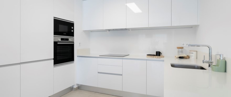 Modern kitchen at the new apartments for sale at Iconic, Gran Alacant