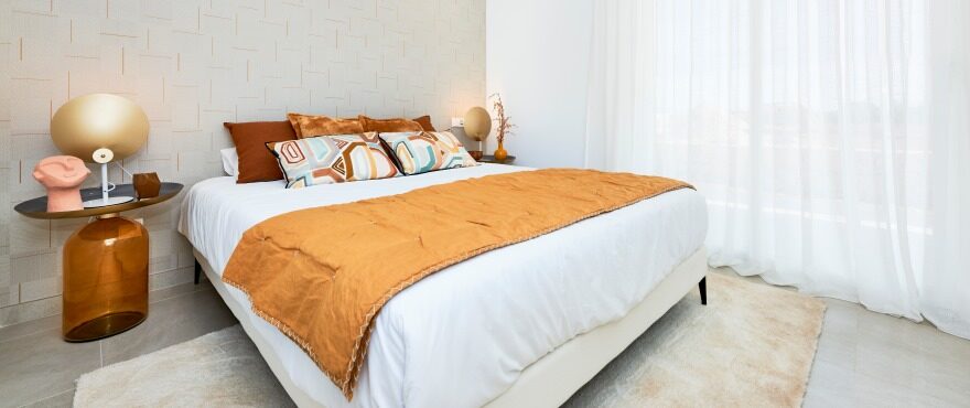 Bright bedroom in the new Compass apartments
