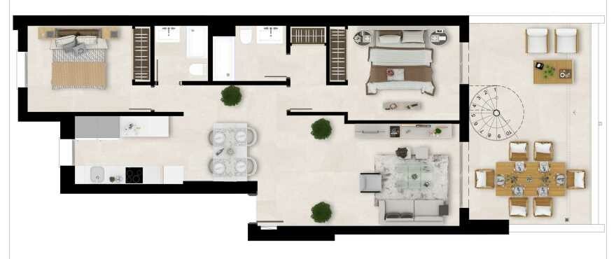 Sunny Golf, Estepona . Floorplan 2 bedrooms. Main floor