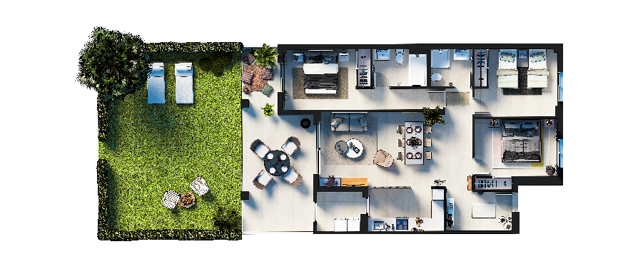 Plan 3-bed ground floor apartment