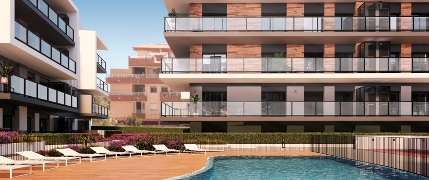 Modernos apartamentos en venta en Jávea, con piscinas y jardín comunitario