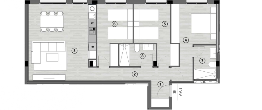 Plan of the new Essential 3 bedroom apartment