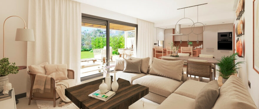 Marbella Lake, bright spacious living room with panoramic views