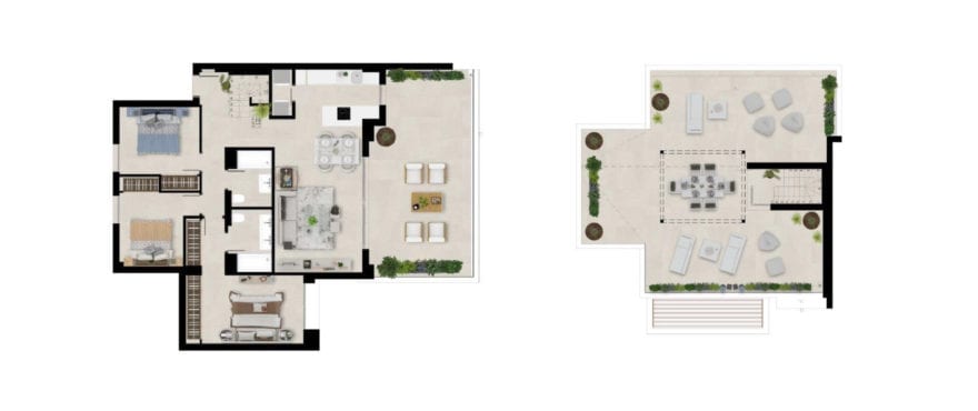Marbella Lake: Grundriss eines Apartments mit 3 Schlafzimmern. Penthouse