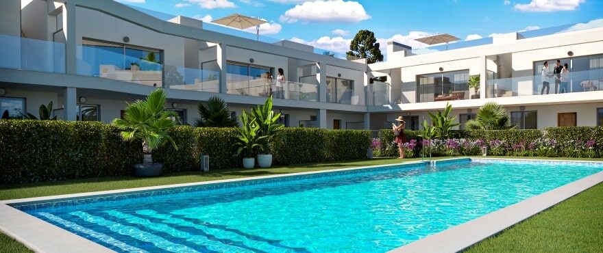 New townhouses with communal pool in the Bay of Palma