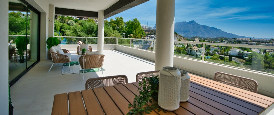 Terrace with spectacular views from the penthouse at The Crest