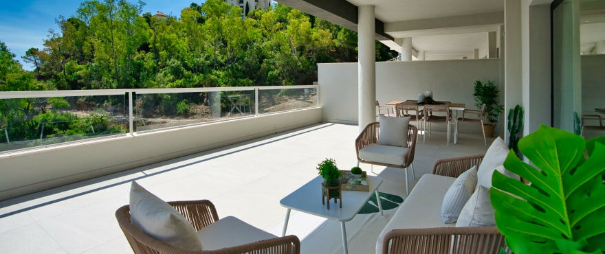 Terrace with spectacular views from the penthouse at The Crest