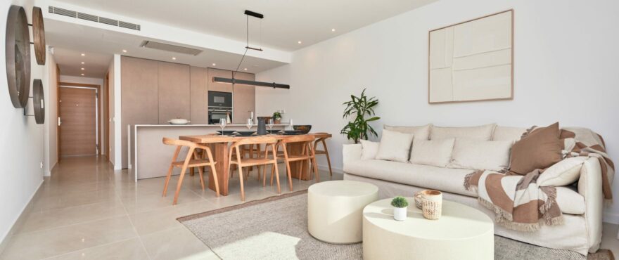 Bright living room at the new Eclipse apartments