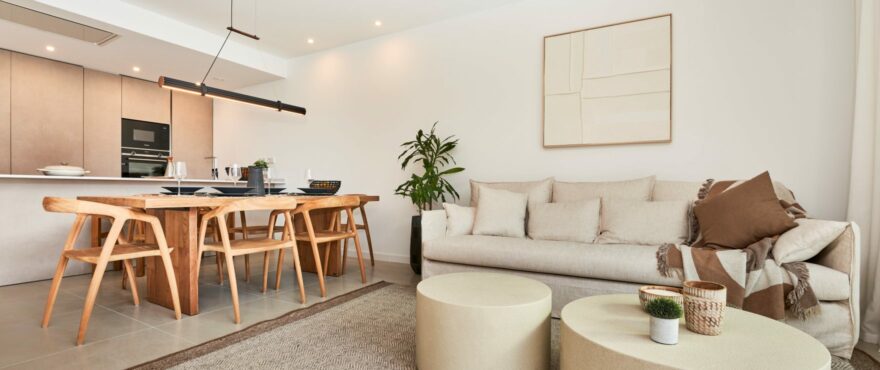 Bright living room at the new Eclipse apartments